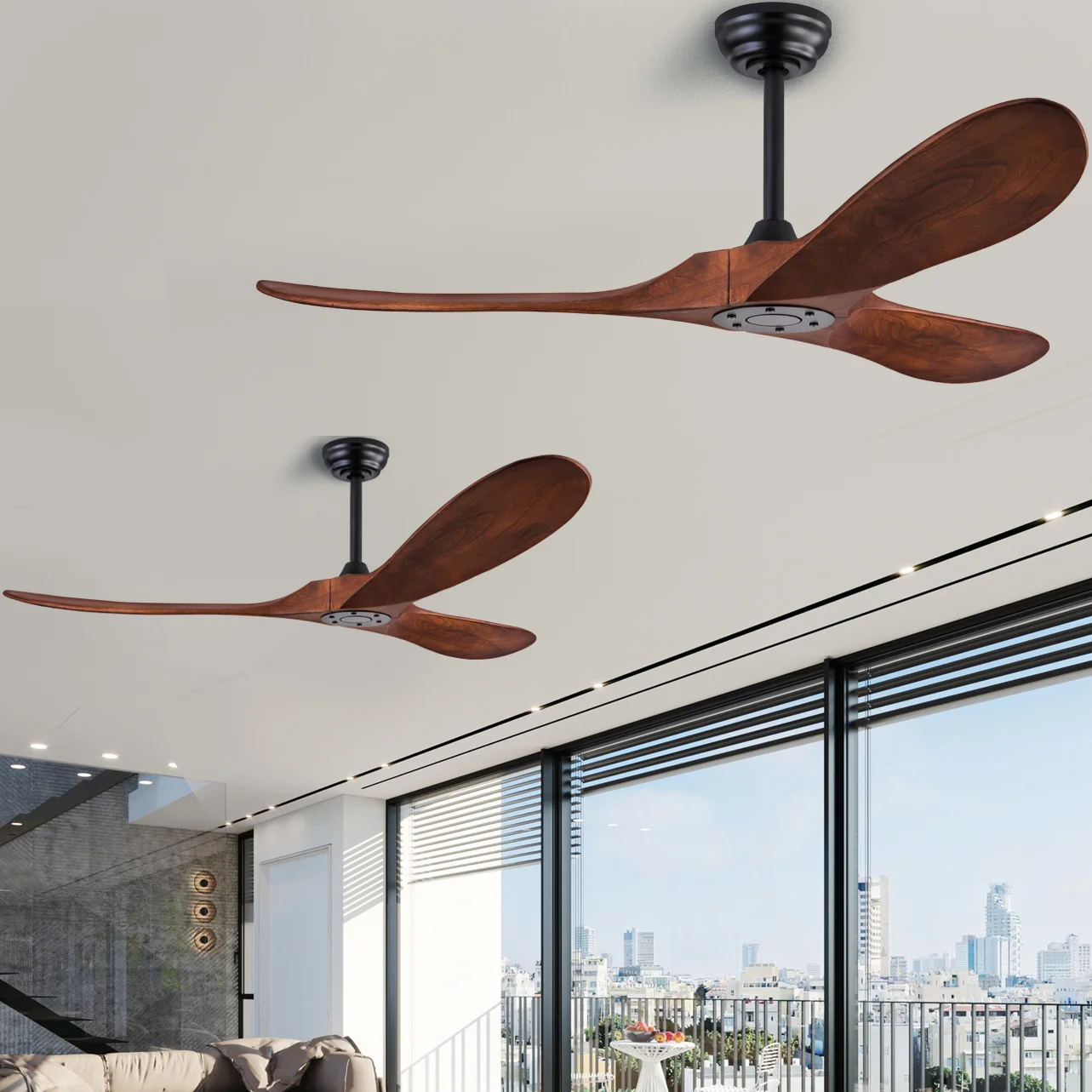 70 Inch Large Ceiling Fan Only Remote Control DC Motor Reverse Wood Blades Fans Lighting High Quanlity Design Wooden Fans