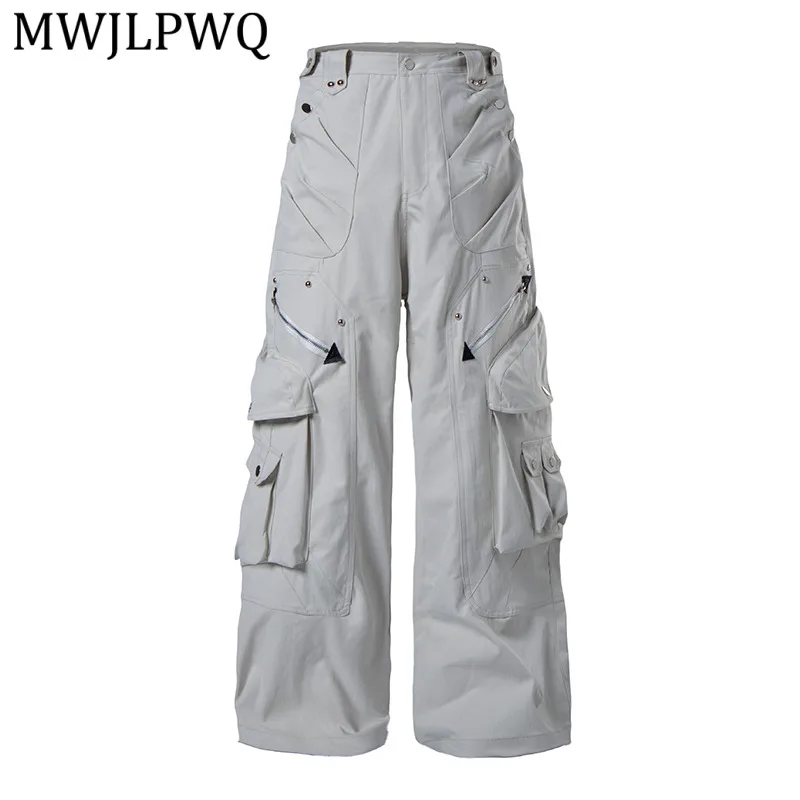 MWJLPWQ American-Style Street Pocket Zipper Drawstring Straight Casual Pants For Men Women Loose Versatile Workwear Pants 15860