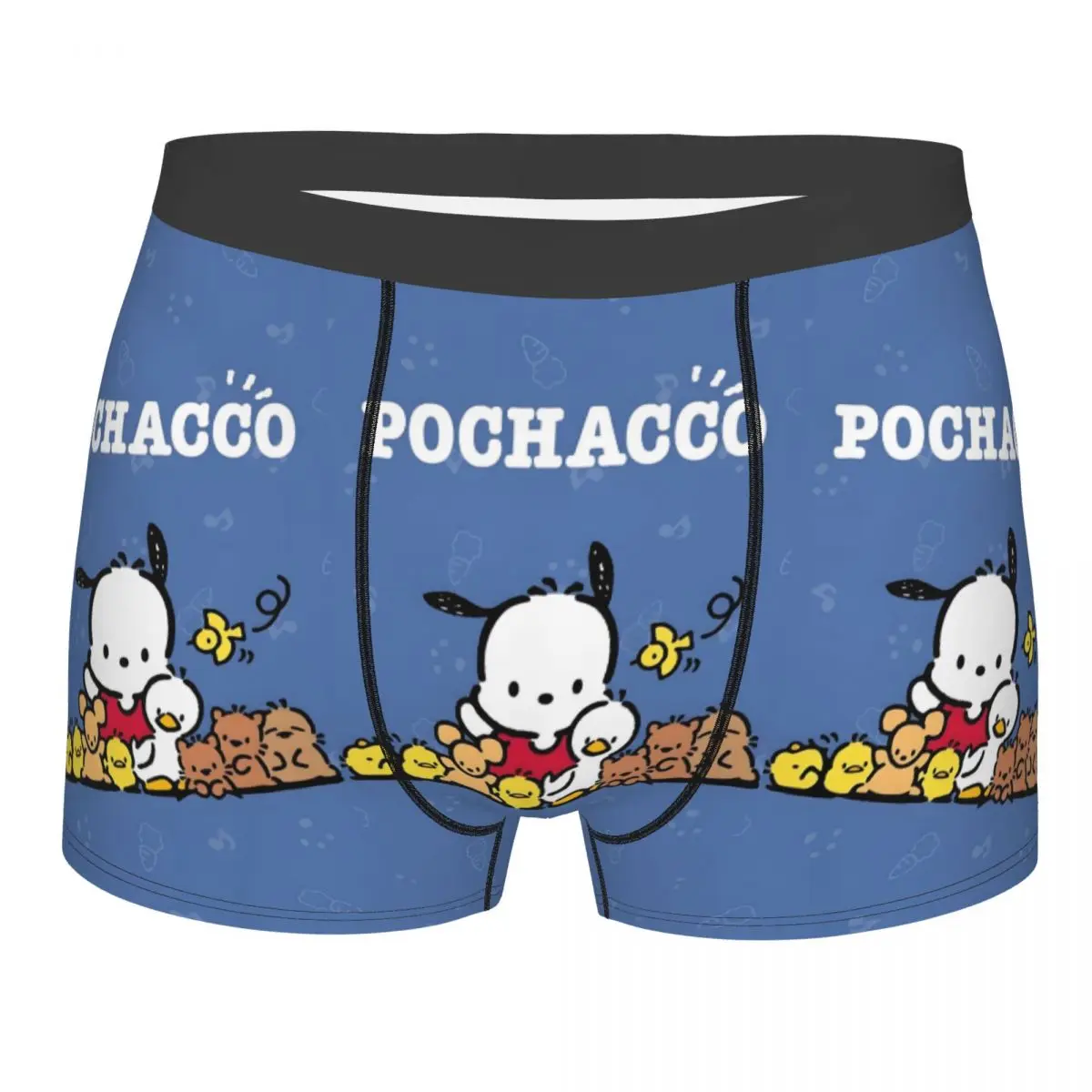 맞춤형 남성 패션 Pochacco 귀여운 만화 속옷 내 멜로디 패턴 복서 팬티 통기성 반바지 팬티 속옷