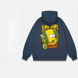 2024 New The Simpsons National Tide Cartoon Printing Trend Hooded Sweater Versatile Couple Sweater Men's and Women's Pullover