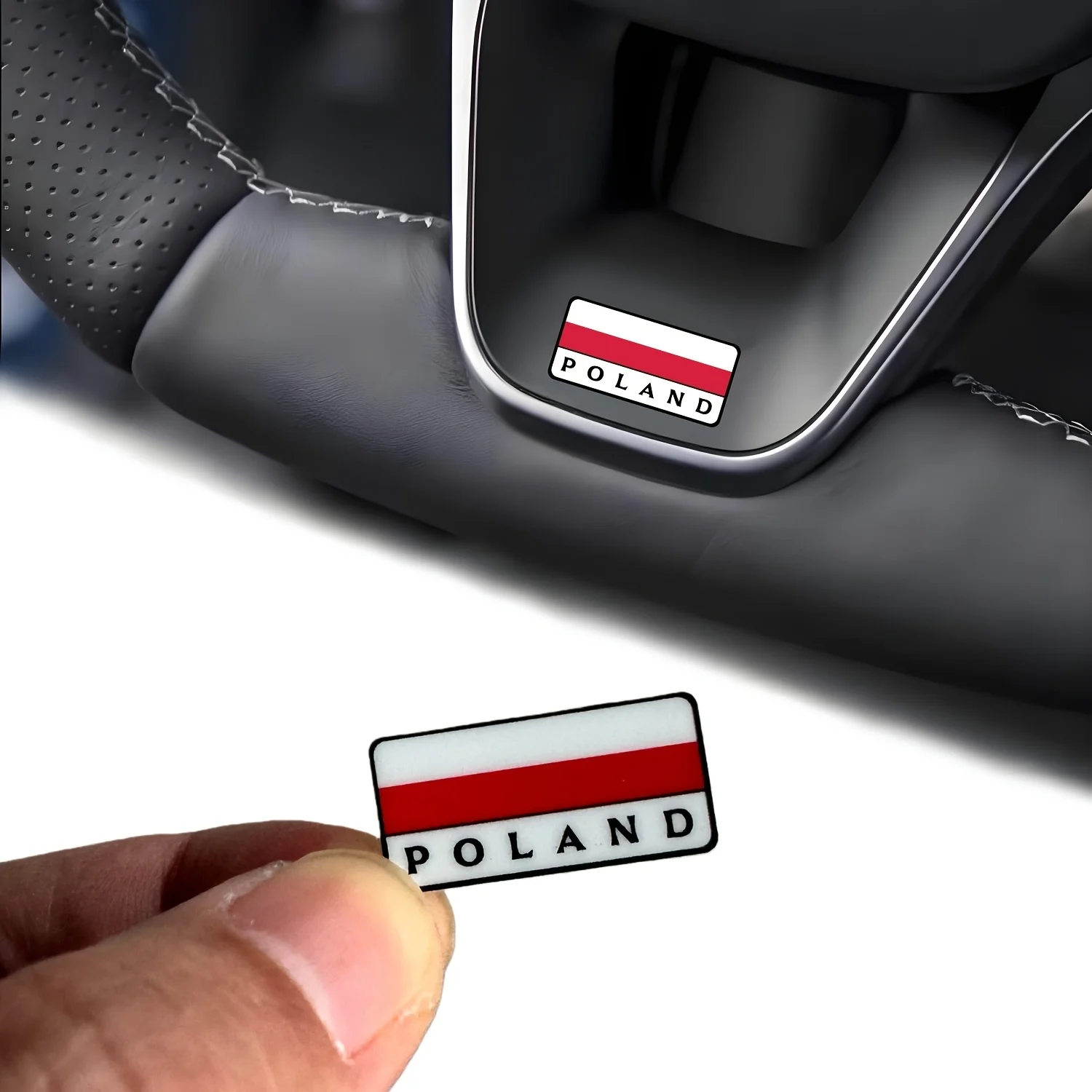 

5 Polish flag-shaped car stickers | Car badge logo decals, suitable for all vehicles, made of PVC
