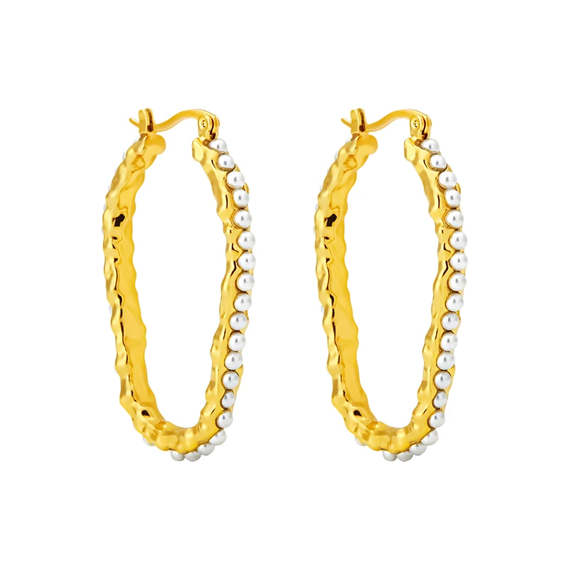 VAROLE Punk Pearl Hoop Earrings For Women Gold Color Earings Boucle Oreille Femme Fashion Jewelry Wholesale