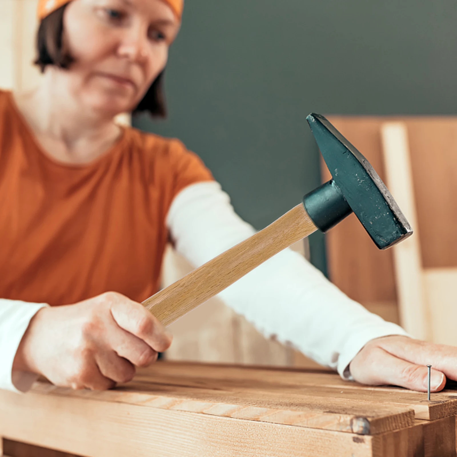 

2pcs Wooden 37cm Natural Wood Grain Anti Skid Garden Tool Claw Bar Octagon Ball Peen Durability Practicality H