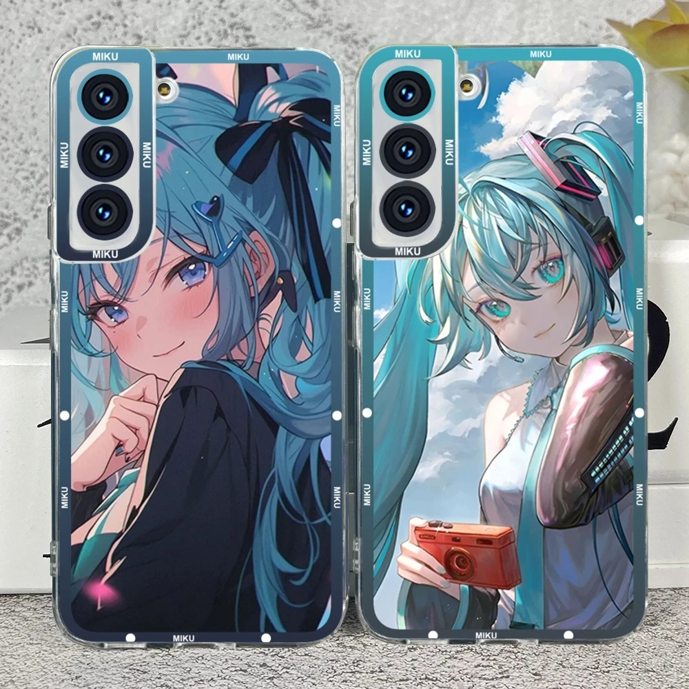Kawaii Hatsune Miku Phone Case Clear For Samsung S23 S20 S21 S22 A11 A13 A22 A31 A32 A51 A52 Plus Ultra Angel Eyes Soft Coque