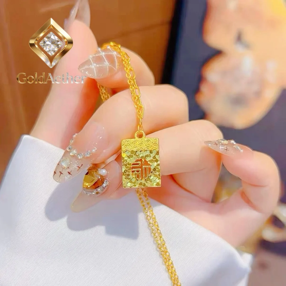 

Кулон GoldNouveau Crushed Ice Fortune Tag для женщин, 24-каратное золото AU999 - легкий дизайн для ношения на шее, без дискомфорта, для ношения в течение всего дня.