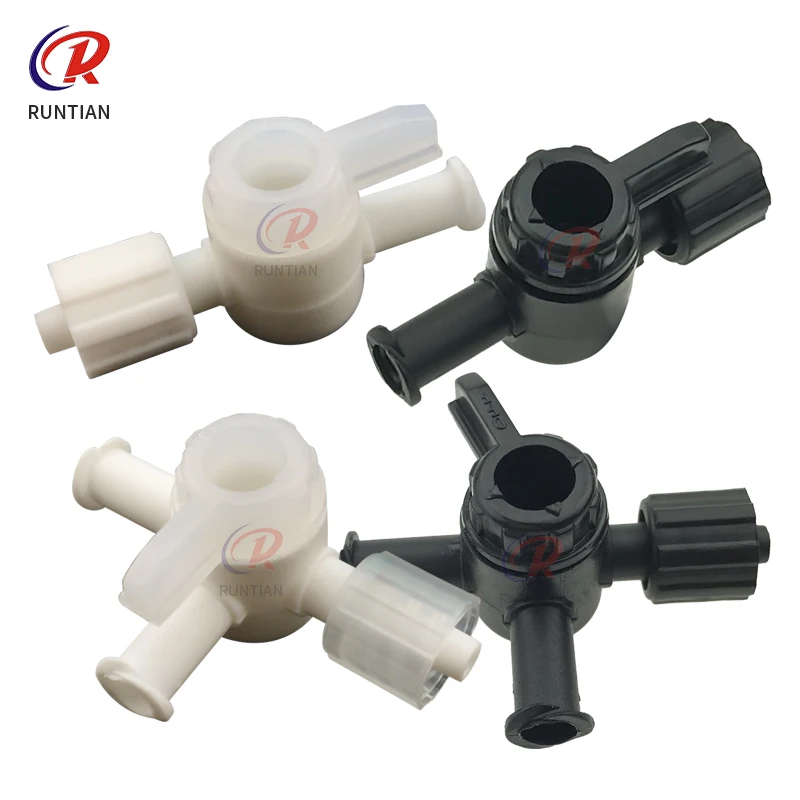 4pcs plastic 2 way ink valve for solvent and uv inkjet printer Manua 3 way vale corrosion resistant