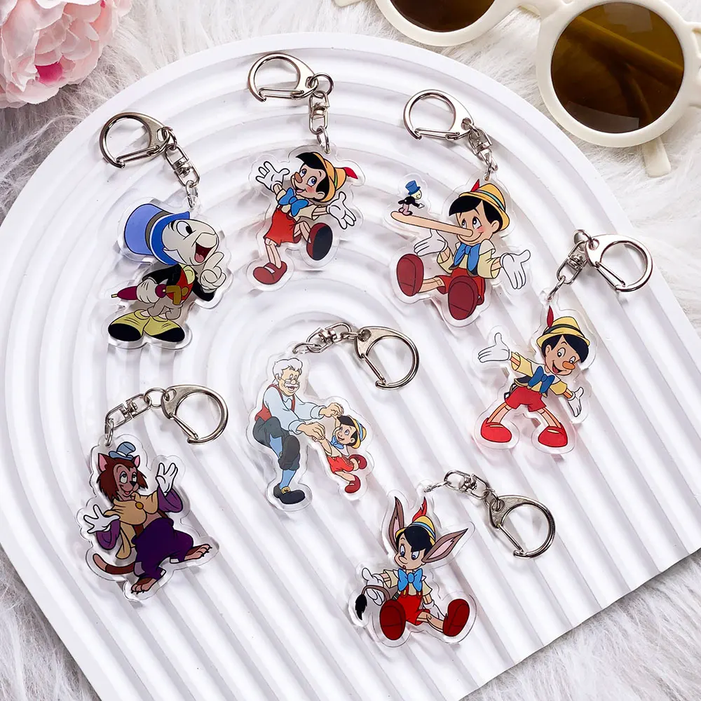 Llavero acrílico de Disney Las aventuras de Pinocho, accesorios para bolsos, mochilas, llavero, regalos para amigos, 1/11 Uds.