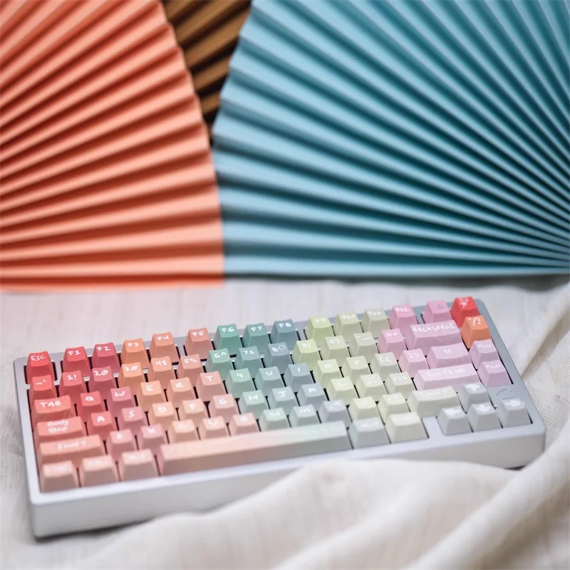 

Rainbow Candy Key Caps Set 134 Keys Cherry Profile PBT 5-Sided Dye Sublimation Fit 60%-108% Custom Mechanical Keyboard Keycaps