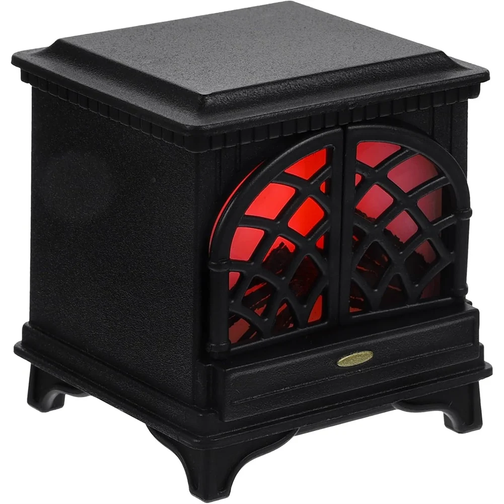 KSOL 1:12 Scale Dollhouse Fireplace with LED Light, Miniature Furniture Accessory, Black