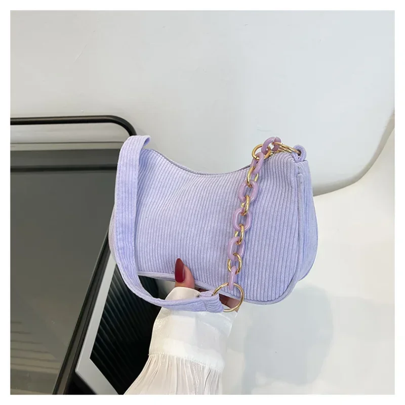 Fashion Shoulder Bags For Women 2022 New Casual Corduroy Crossbody Bags For Women Solid Color Simple Handbags Women\'S Bag