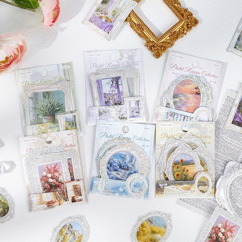 Vintage Baroque Border Sea Plant Flower Landscape Sticker Creative DIY Journal Material Collage Scrapbooking Stationery