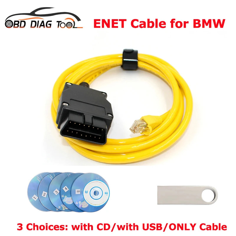 A Quality ENET Date Cable for BMW F-series ICOM Coding Ethernet Hidden Data Tool OBD2 Diagnostic Adapter Cable For BMW CD/USB