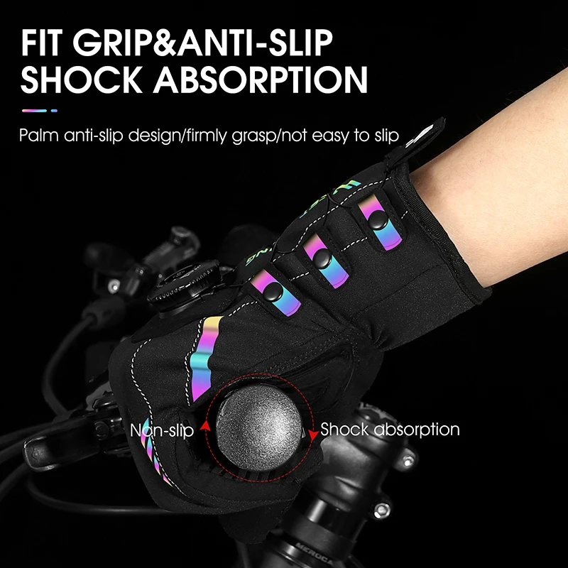 

Self-locking Sports Bike Gloves Adjustable Reflective MTB Road Bike Touch Screen Breathable Gloves for Men and Women