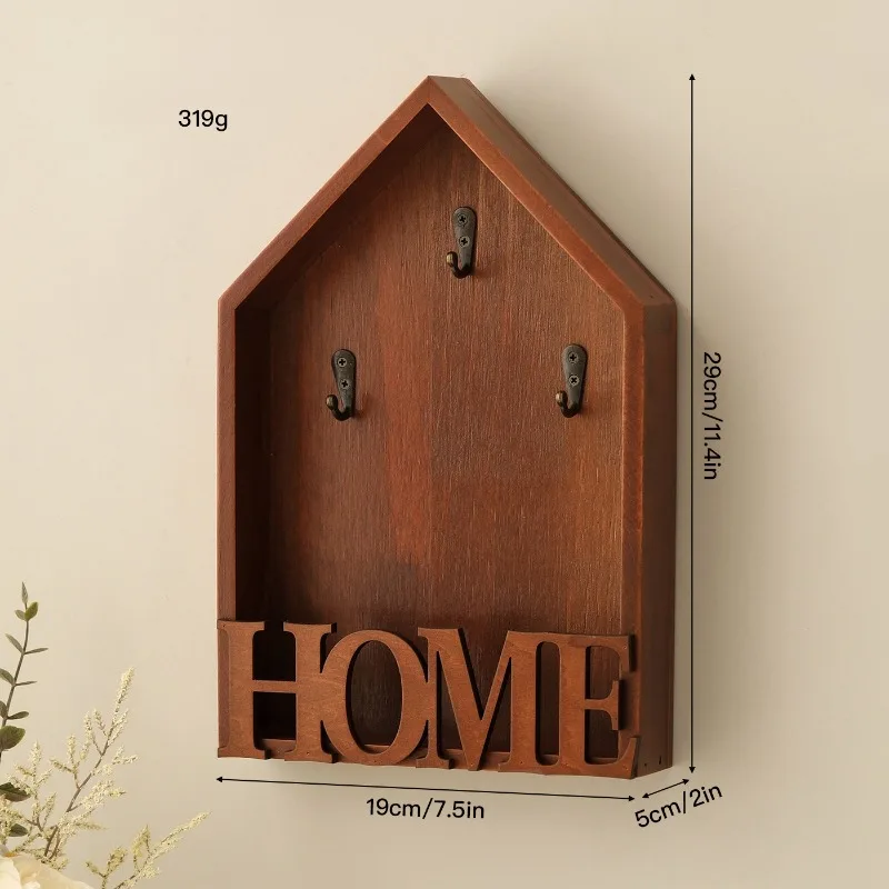 

Nordic wood creative personalized door key rack storage box wall hook porch home decoration wall hanging