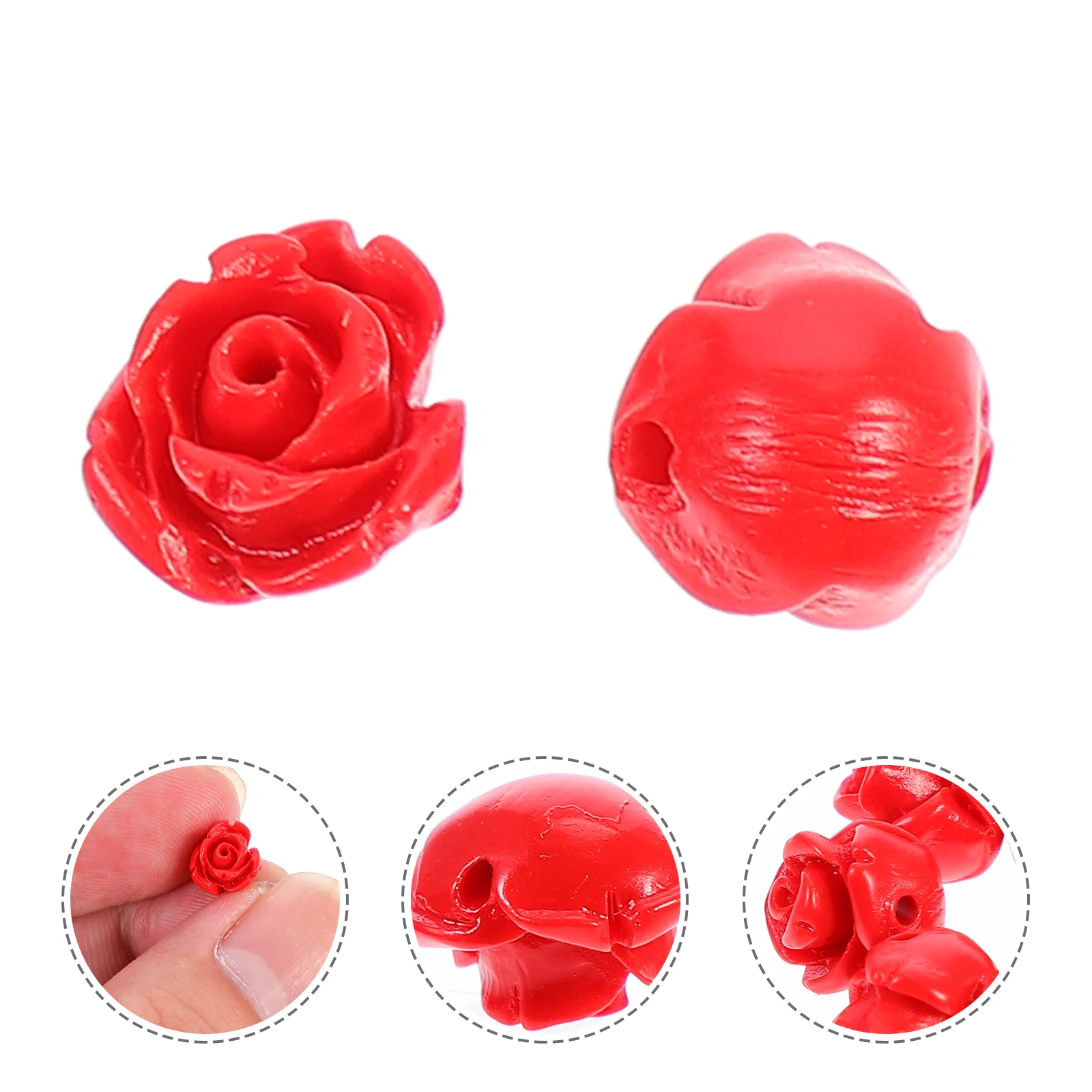 

50 Pcs Necklace Spacer Beads DIY Rose Bracelets Red Plastic Loose Jewelry Making