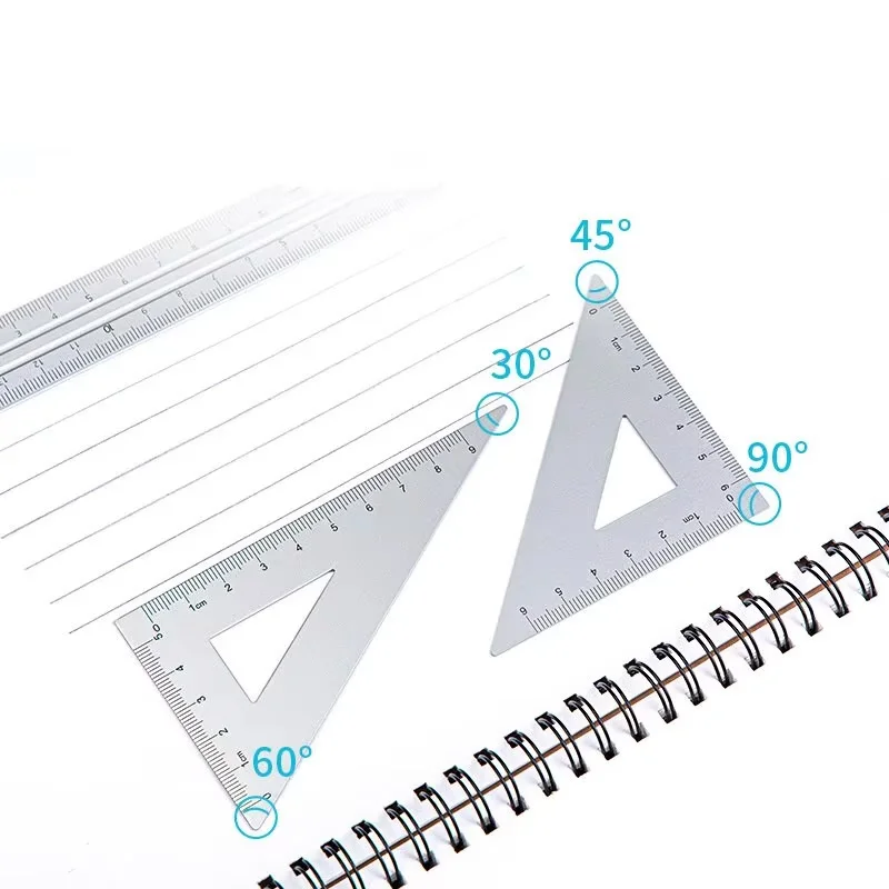 4 في 1 ديلي مجموعة أدوات مكتبية مسطرة معدنية سبائك الألومنيوم متعددة الوظائف مزيج حاكم مثلث المنقلة سبائك الرسم #3