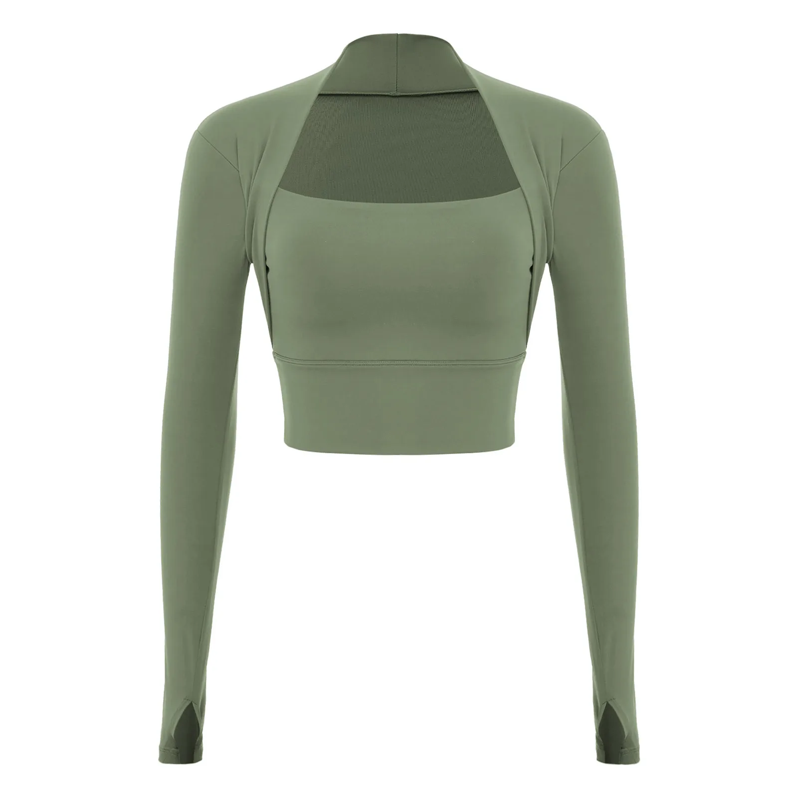 المرأة الرطوبة فتل التجفيف السريع رياضة قميص طويل الأكمام القابلة للإزالة منصات الصدر المحاصيل الأعلى لليوجا بيلاتيس تجريب الرياضة