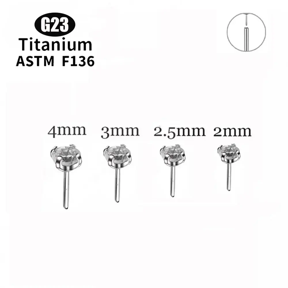 Sexy G23 ASTM F136 Titanium Push Pin 5A Zircon Labret Lip Nose Piercing For Women Ear stud Tragus Cartilage Jewelry