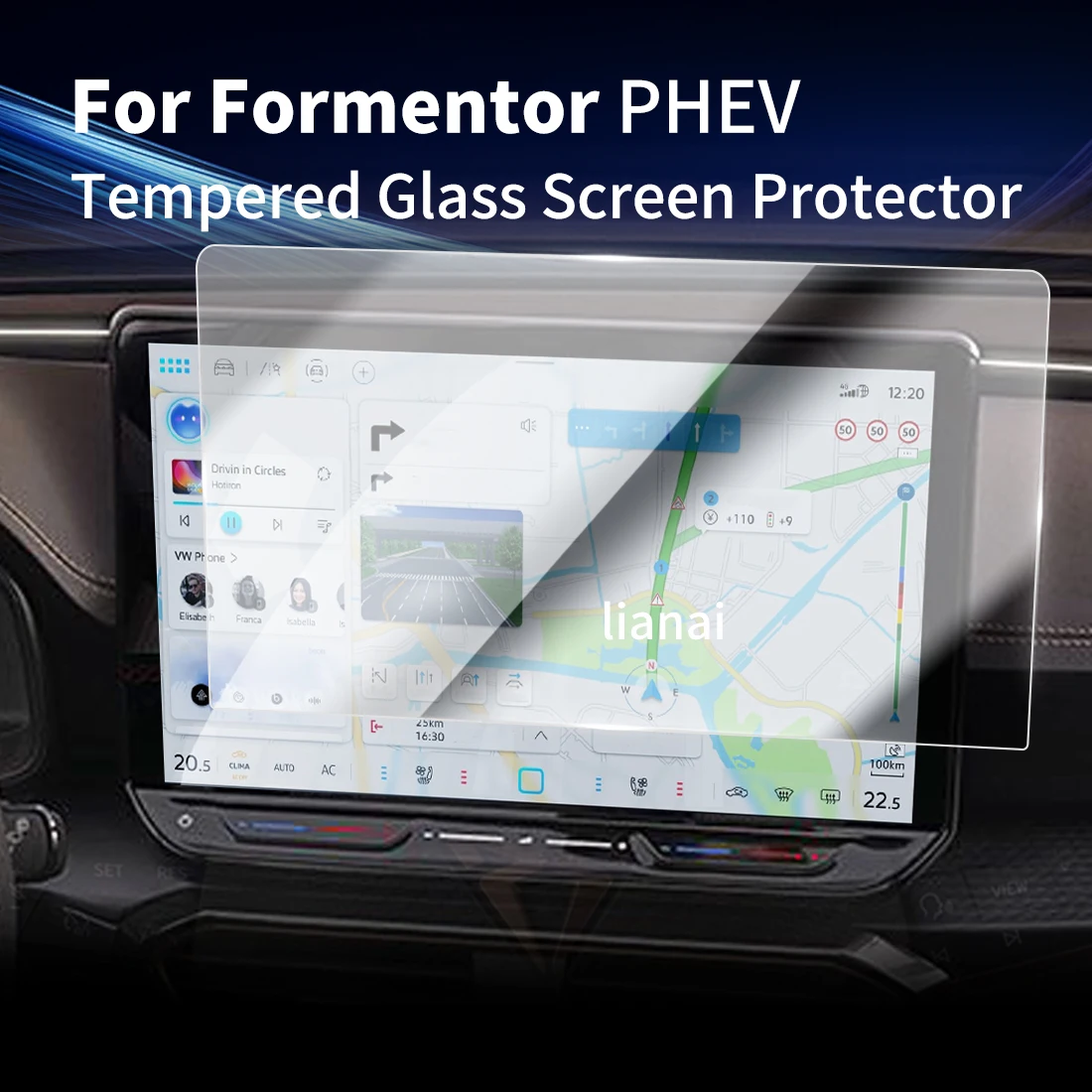 

Carplay Display Digital Screen Protector Tempered Glass Protective Film Navigator Car Stickers Accessories For FormentorPHEV2024