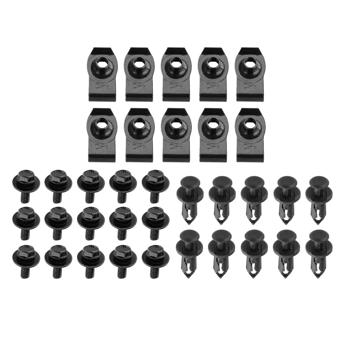 147163194 35Pcs Body Bolts U-nut M6 Engine Under Cover Splash Shield Guard Fastener Retainer Clips Black Fit For Chrysler