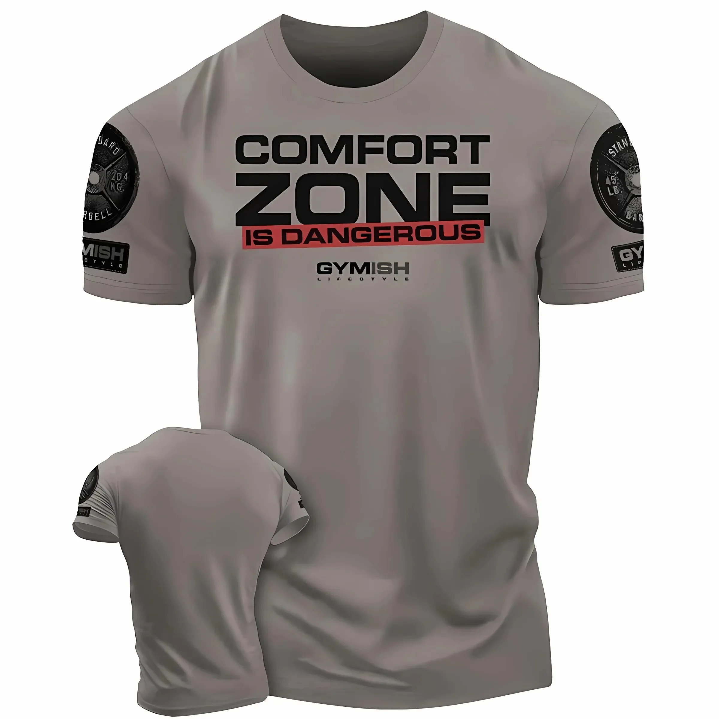 2026 Summer New Sports Fitness T-shirt Daily Casual Tops 3D Letter Printed Short Sleeve Tees Outdoor Breathable Men's Clothing
