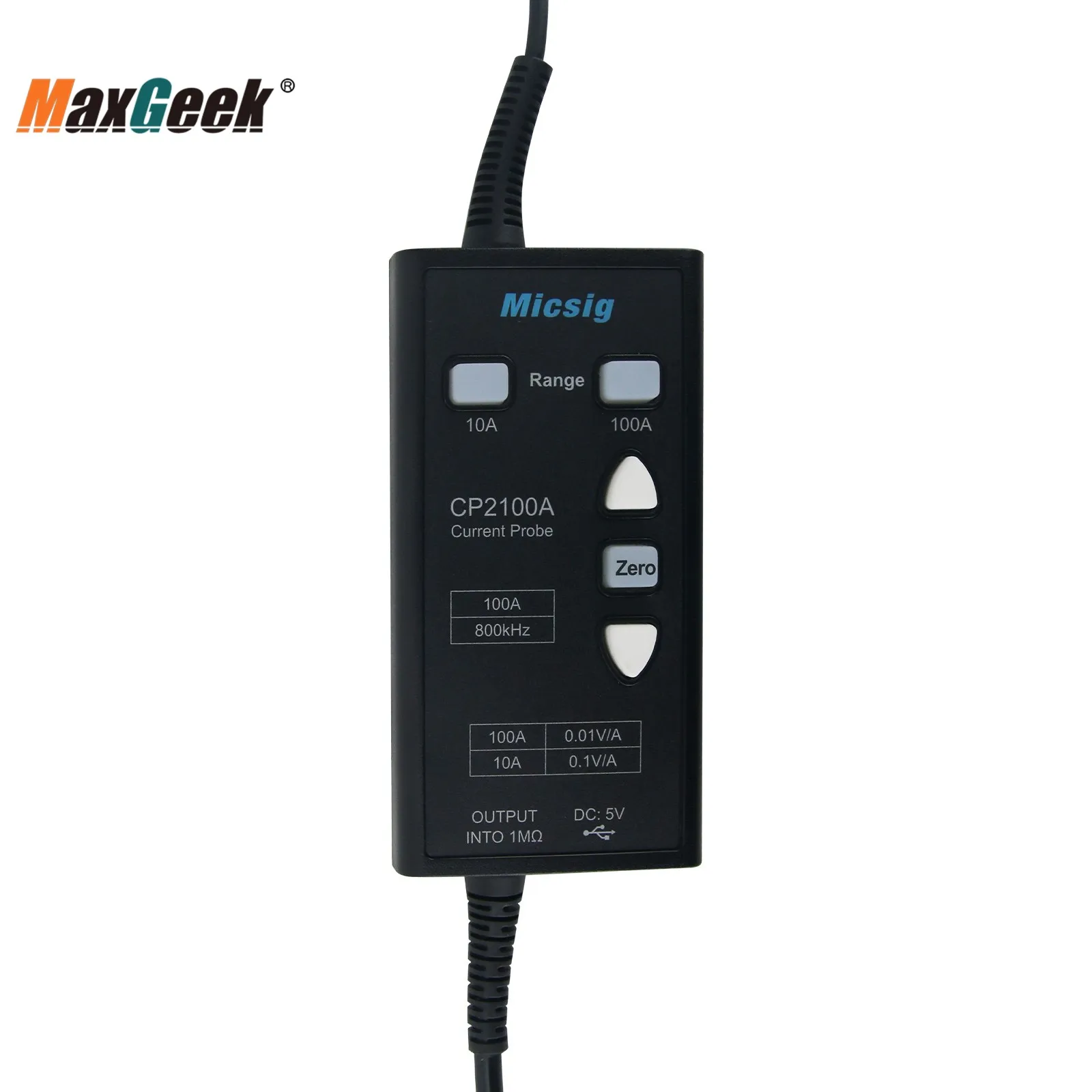 Micsig CP2100A 800KHz 10A/100A AC DC sonde de courant alimentée par USB pour oscilloscopes avec interface BNC