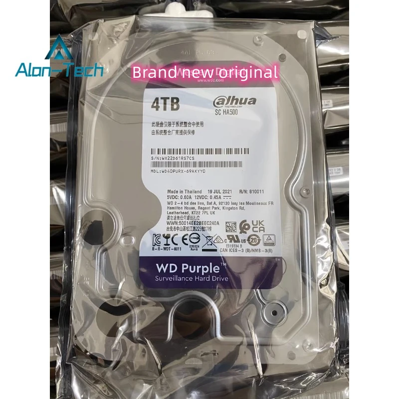 Imagem -02 - Original Western Digital Desktop Disco Rígido 4tb Disco Roxo para wd 4tb 3.5 64mb Sata 7200rpm Monitor Novo