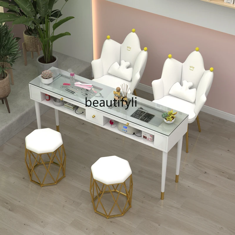 Manicure Table and Chair Set Nordic Single Double Simple and Light Luxury Paint Manicure Table