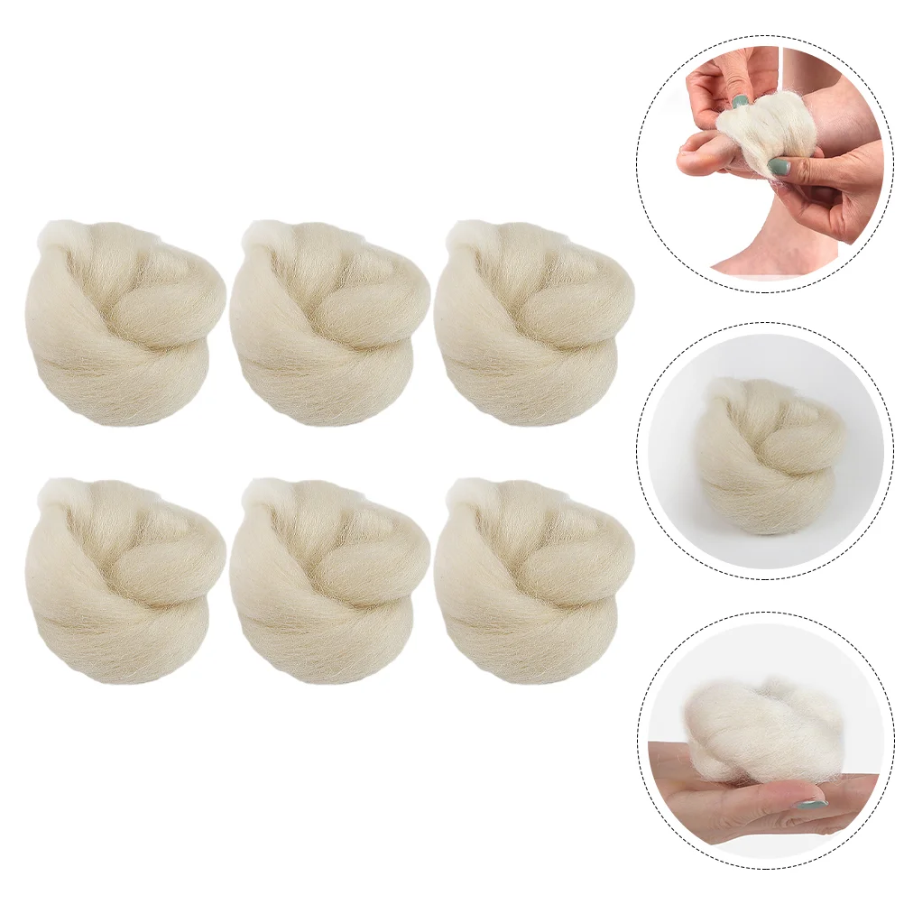 6 Pcs Wool Toe Separator Supple Cover 54X6CM Anti-friction Covers Cushioning Beige Sweat-absorbing