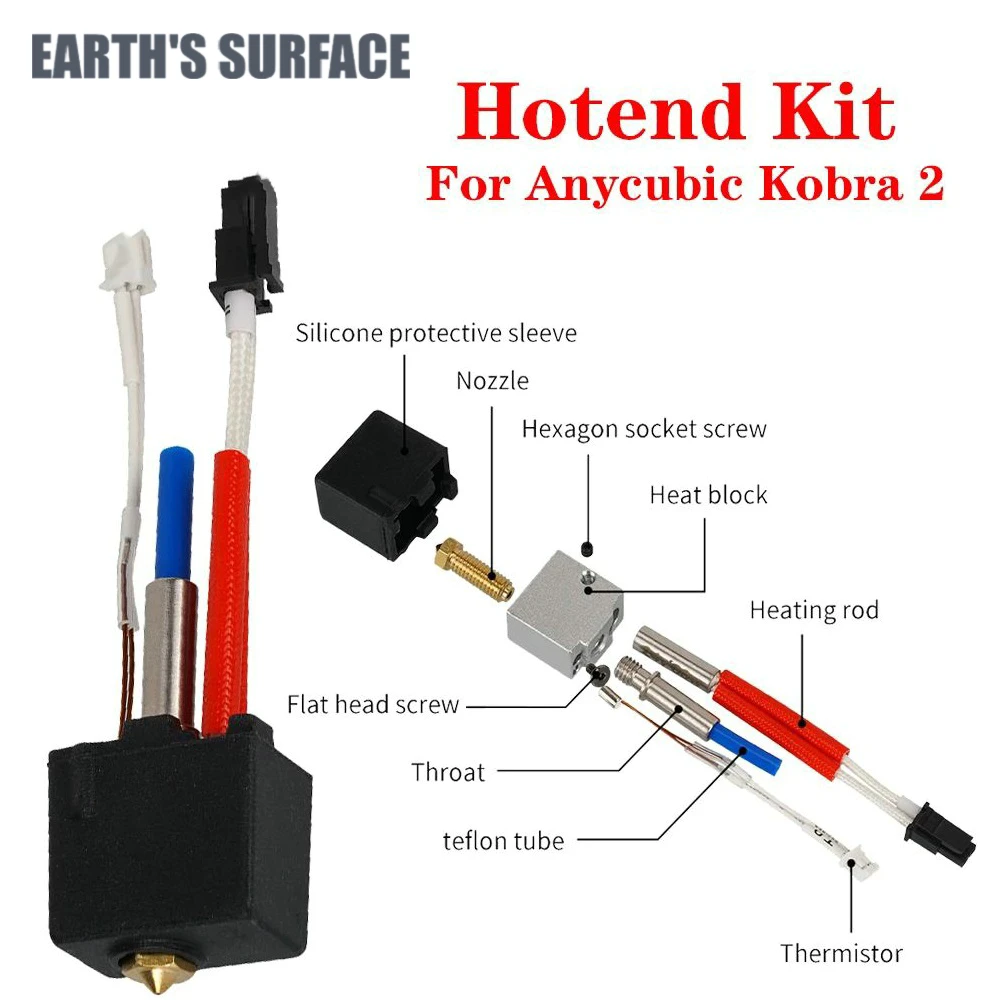 

ES-3D Printer Parts For ANYCUBIC Kobra 2 Pro Hotend Kit 24V 60W Cartridge Heater Extruder J-Head For Kobra 2 Neo/Max/Plus