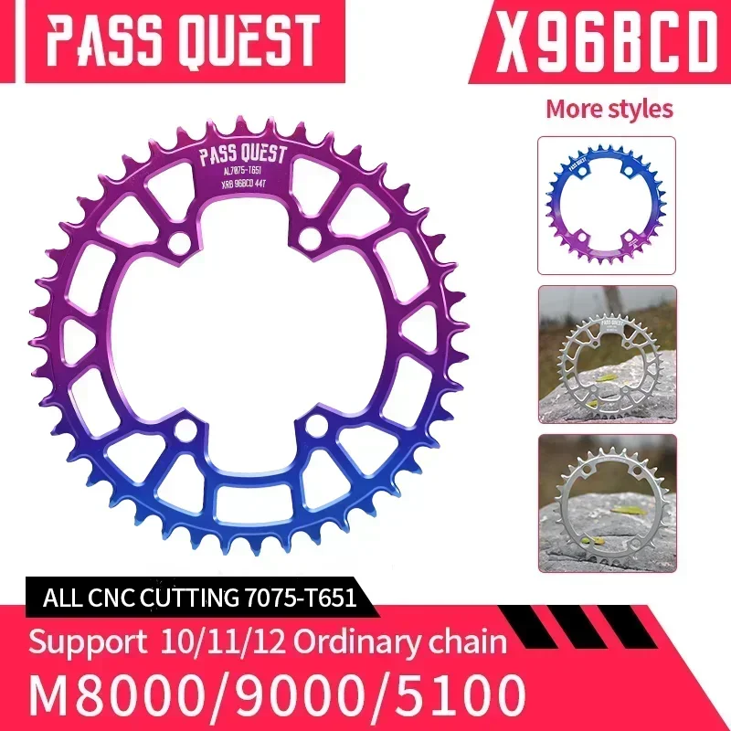 PASS QUEST 96 BCD asymmetric Chainring for M7000 M8000 M9000 M9020 MTB Bike Chain Wheel 30t 34 36 38 40 42 44 46T 48T 12 Speed