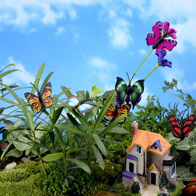 4 Pcs 3D Butterfly Miniature Fairy Garden ประดับหม้อ DIY Craft Decor หน้าแรกห้องนอนตกแต่ง Figurines