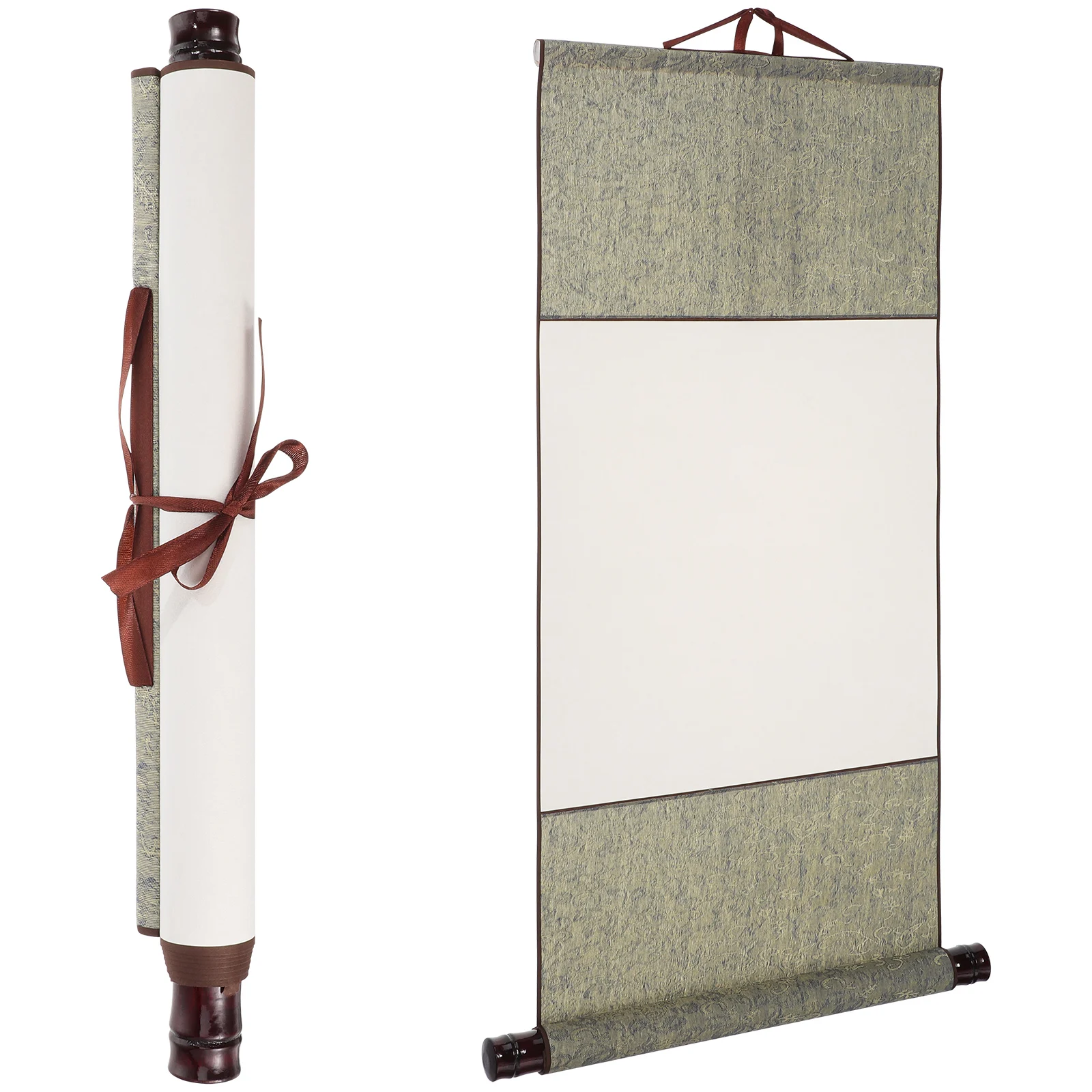 

Brocade Calligraphy Hanging Scroll Portable Compact Design for Artists Students Blank Wall Scroll Paper for Writing