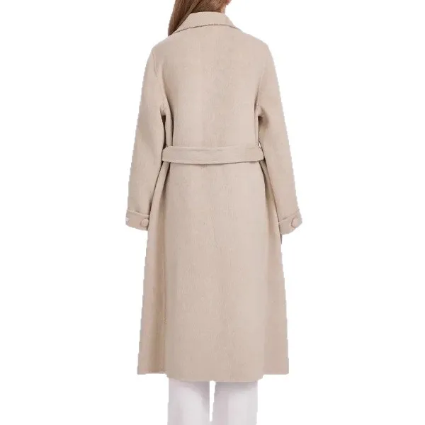 2025 Cappotto lungo in lana tinta unita elegante e semplice da donna autunno/inverno nuovo cappotto lungo con colletto casual
