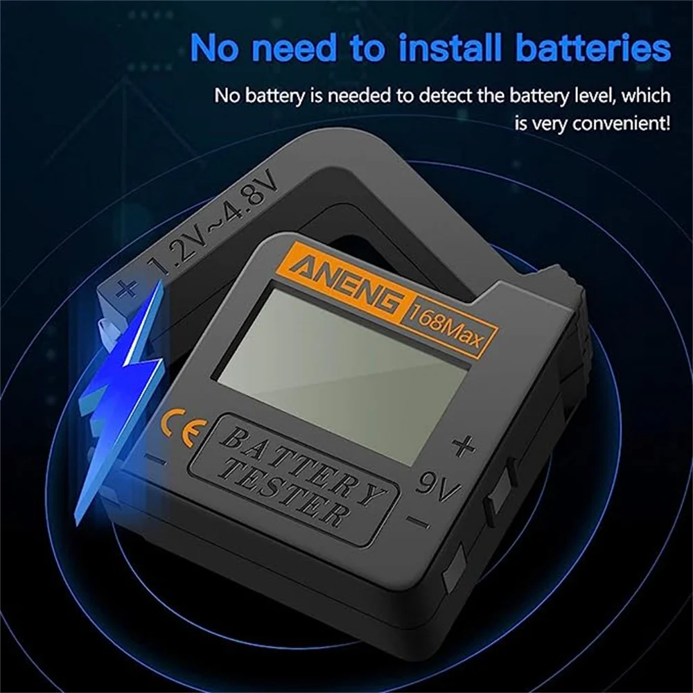 ANENG 168Max LCD Battery Voltage Tester Digital Battery Capacity Tester for Lithium Battery 18650 AA 9V Diagnostic Tool