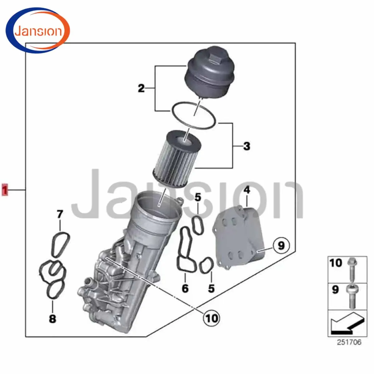 11417600468 New Engine Oil Filter Housing For BMW 1 3 Series F20 F21 F30 Oil Cooler