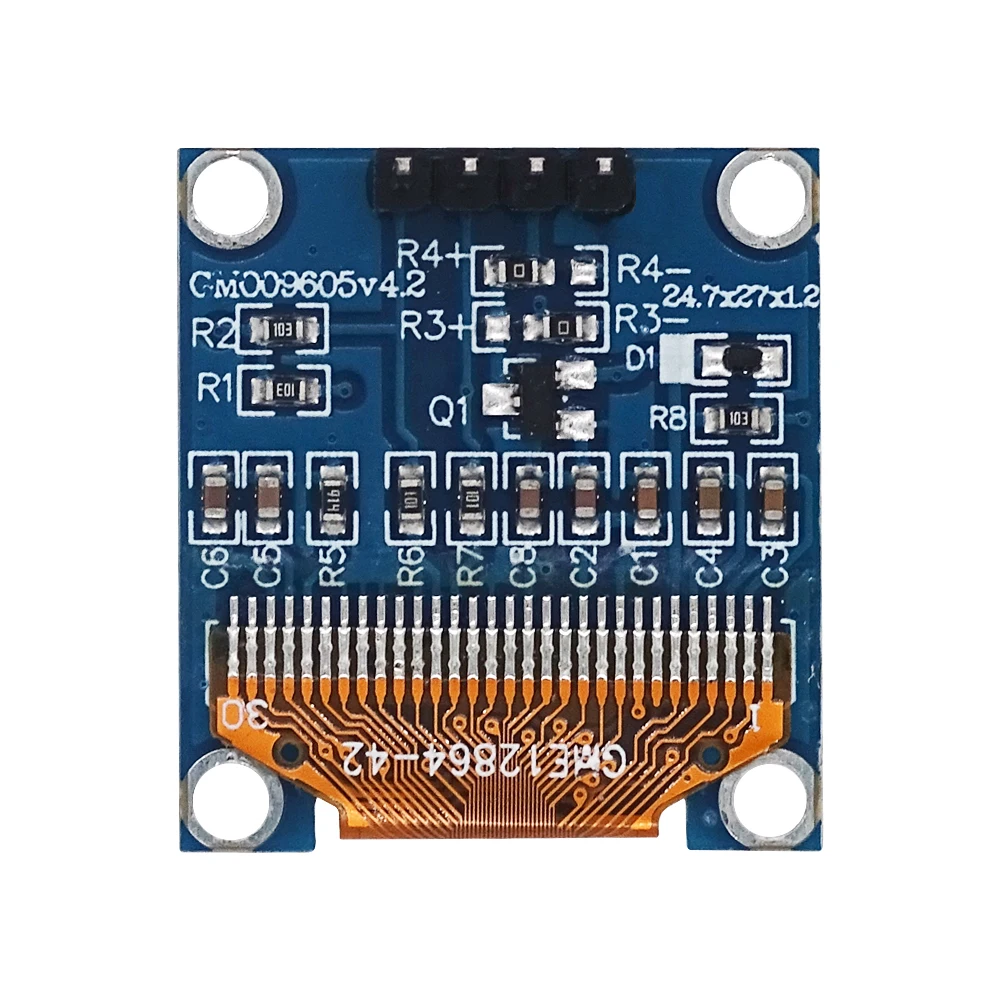 Módulo de exibição OLED para arduino, cabeçalhos de pinos soldados, 0, 96 Polegada, SSD1306, I2C, IIC, SPI, LCD 128X64, 4 pinos, amarelo, azul, brancoAzul