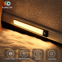 LED Ultra Thin 20/30/40CM Motion Sensor Under Cabinet Night Light Wireless USB  Wardrobe Lamp For Kitchen Clost Stairs Bedroom