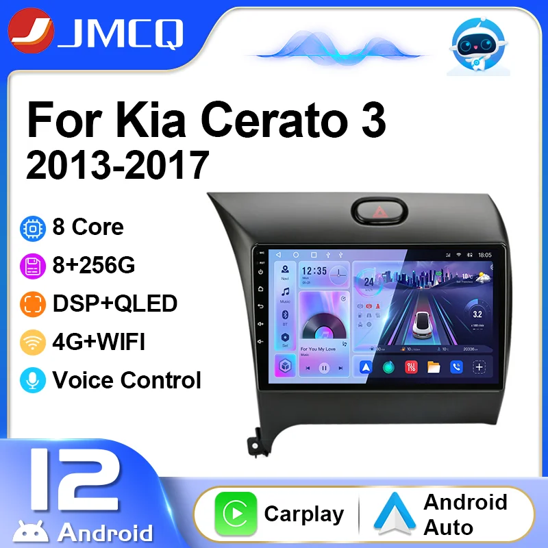 JMCQ For Kia Cerato 3 K3 Forte 2013 – 2017 Car Radio Multimedia Video Player Navigation GPS Carplay 2 Din 4G Android 12 9