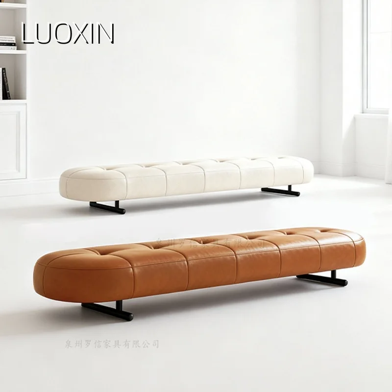 CX Light Luxury Solid Wood Home Shoe Stool Italian Minimalist Bedroom Fabric Footbench