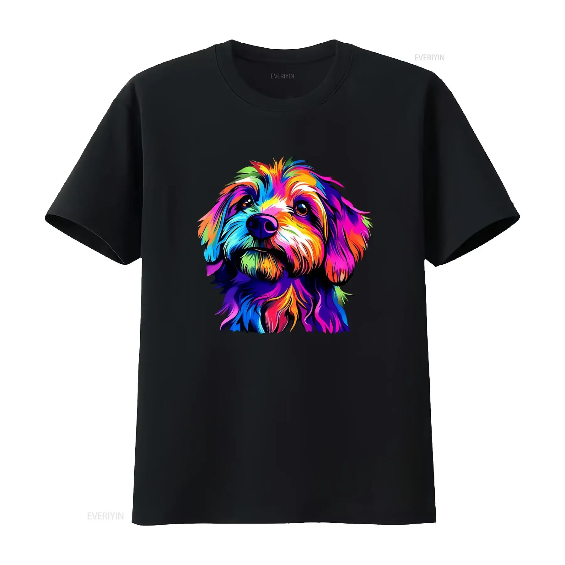 Colorful Doodle Dog T Shirt Cute Labradoodle Cockapoo Maltipoo Owner Vibrant Watercolor Art Rainbow Puppy Design vintage Casual