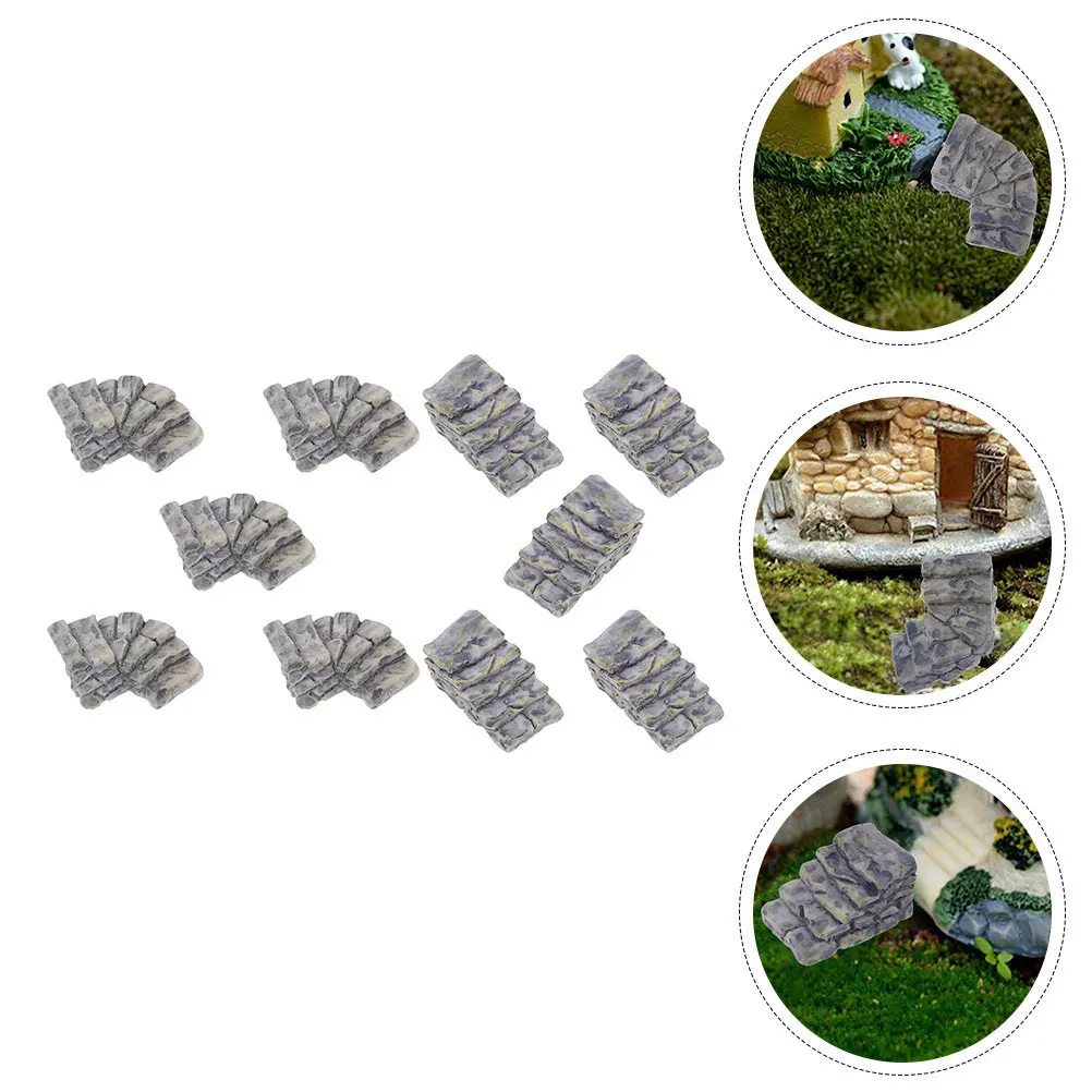 

16 Pcs Micro-landscape Stone Steps Ornaments Miniature Garden Landscaping Resin Stairs for Decor