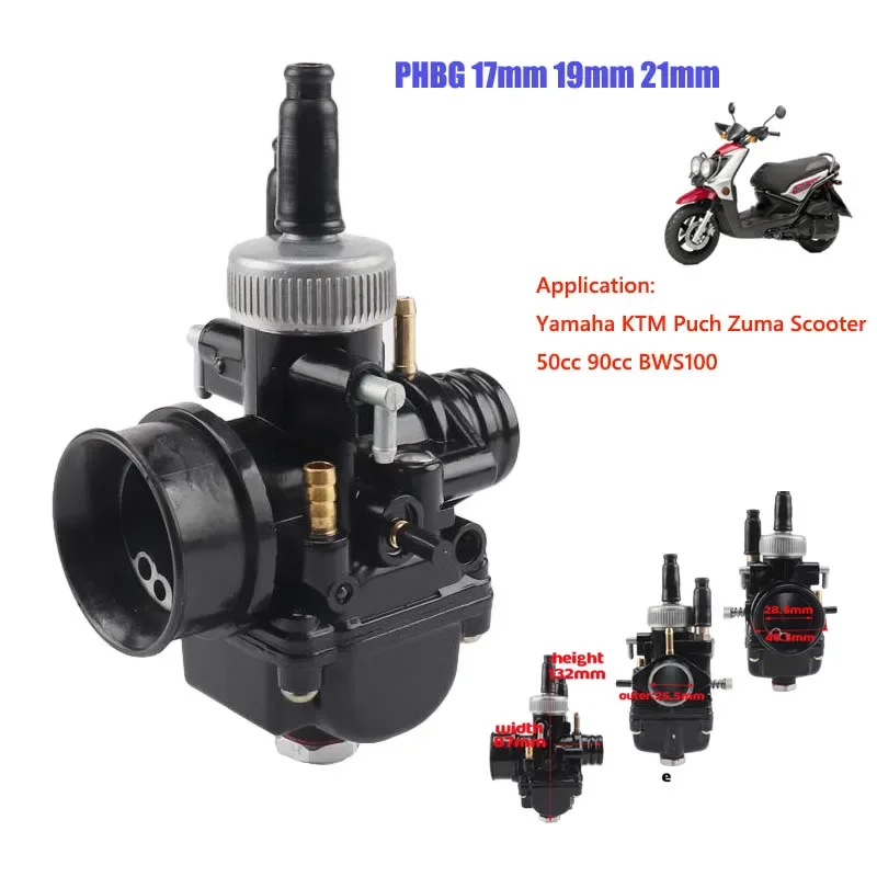 PHBG 17mm 19mm 21mm Racing Moto Carburetor For Yamaha KTM Puch Zuma Scooter 50cc 90cc BWS100 RG50 Carburador BWS 100 RG 50 Carb