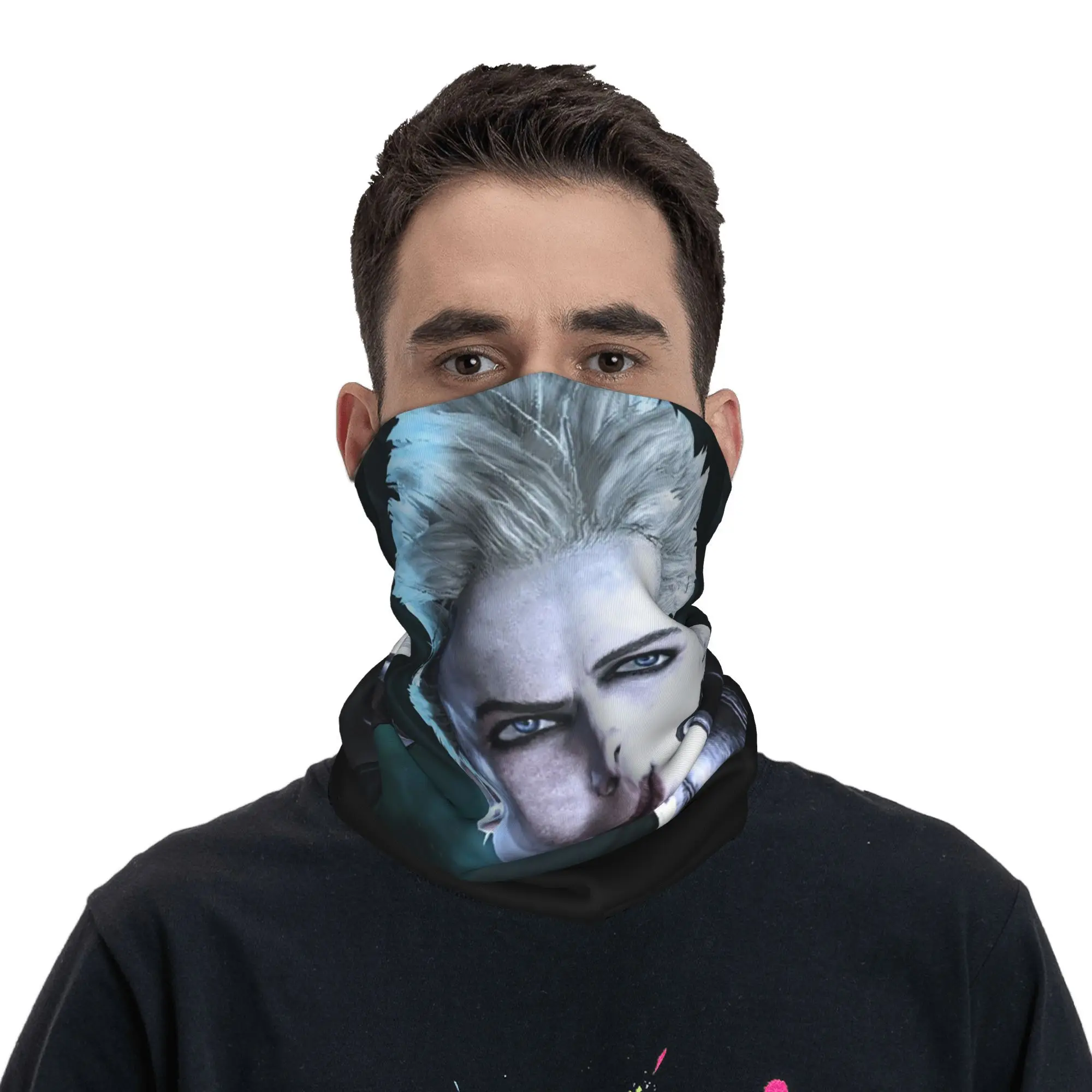Vergil From the Devil May Cry Seri Bandana 넥 커버 프린트 매직 스카프 다용도 사이클링 스카프 남성 여성 성인용