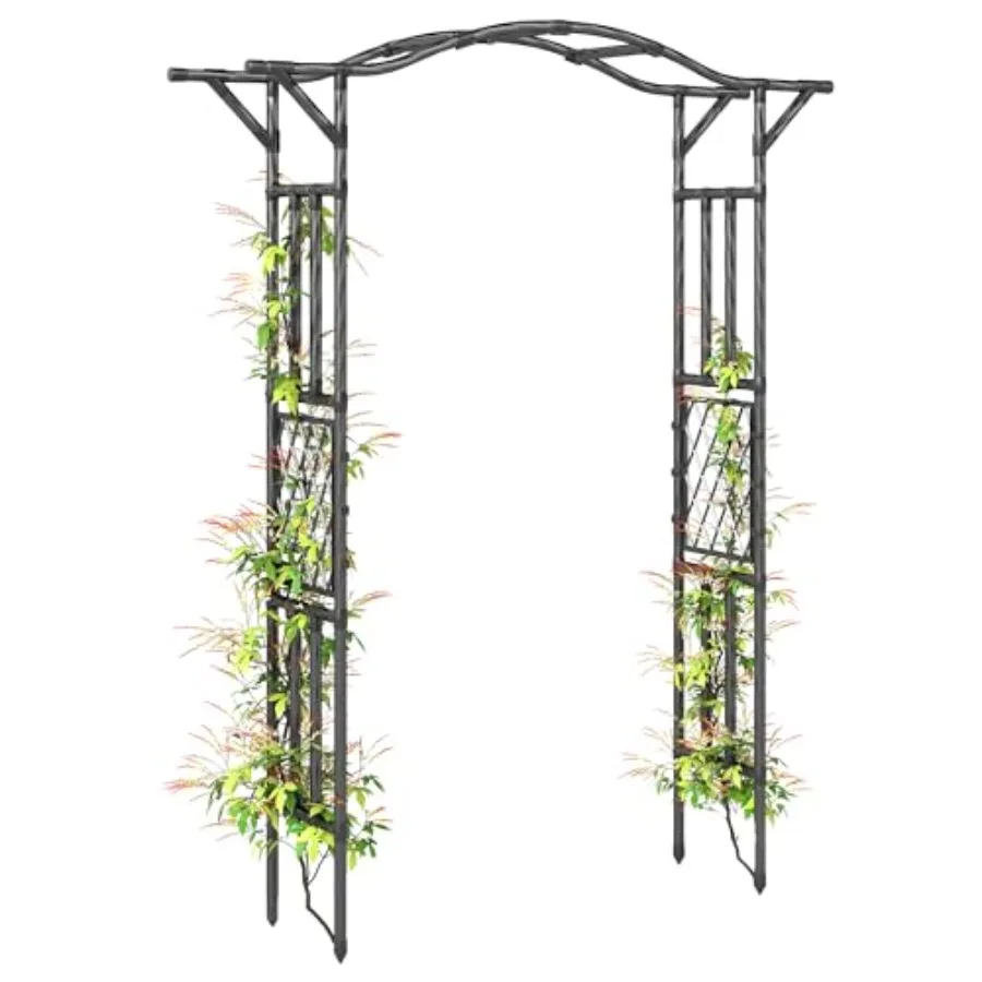 

Garden Arch, 7.5ft PE-Coated Steel Garden Arch Trellis for Climbing Plants, Arbour Archway with Extended Top for Wedding Ceremo