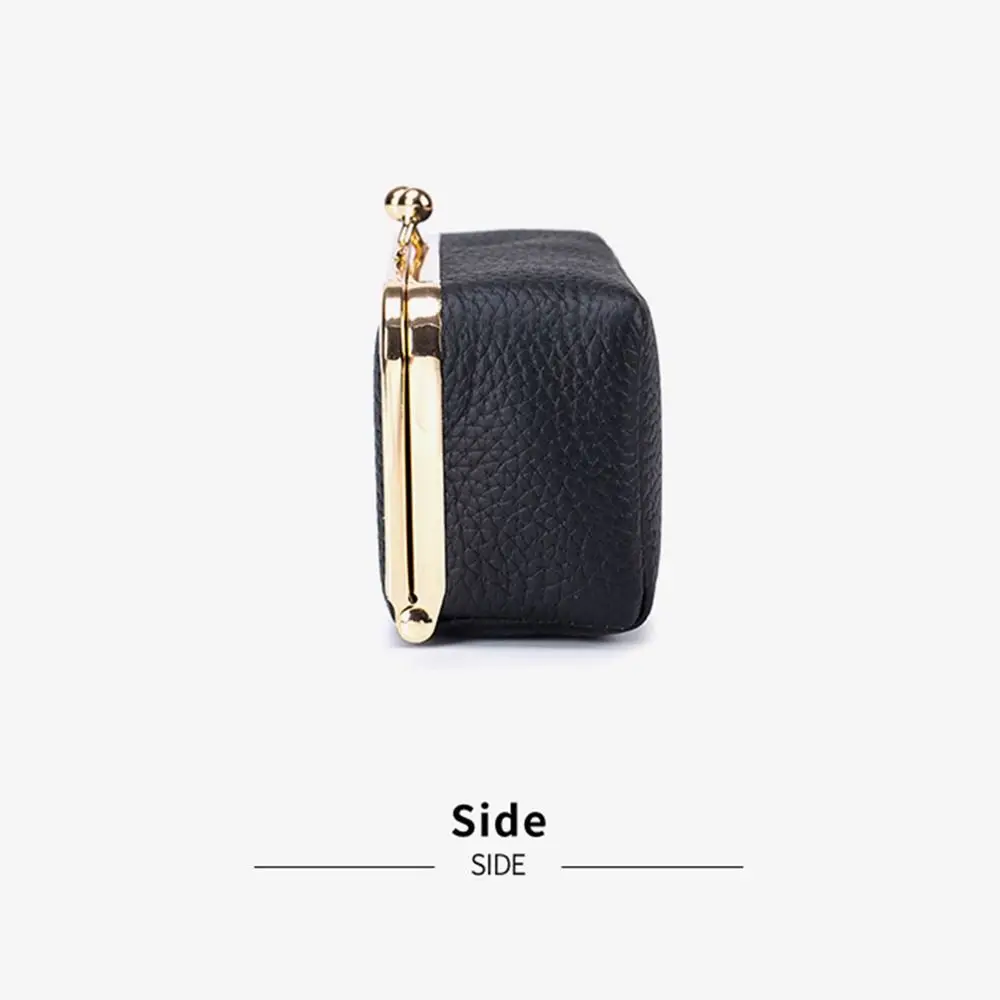 Genuine Leather Cosmetic Storage Pouch with Mirror Portable Jewelry Storage Bag Buckle Fixed Metal Clasp Eyewear Organizer