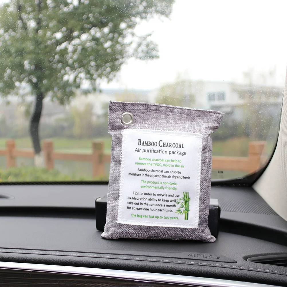 

2 pc 200G Bamboo Charcoal Odor Absorber Air Purify Bag For Home Car Closet Freshener Deodorizer Moisture Remover Grey