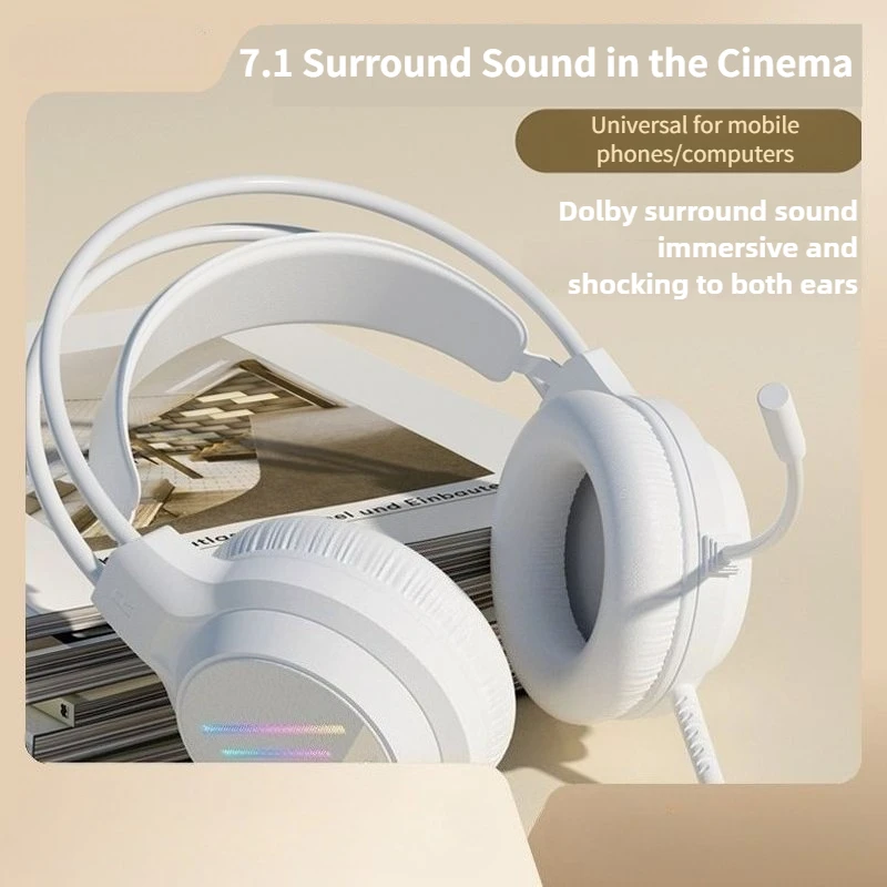 

Wired Headset Noise Reduction Laptop Mobile Phone Live Broadcast with Headset Game RGB Light Effect 7.1 Surround Sound Effect