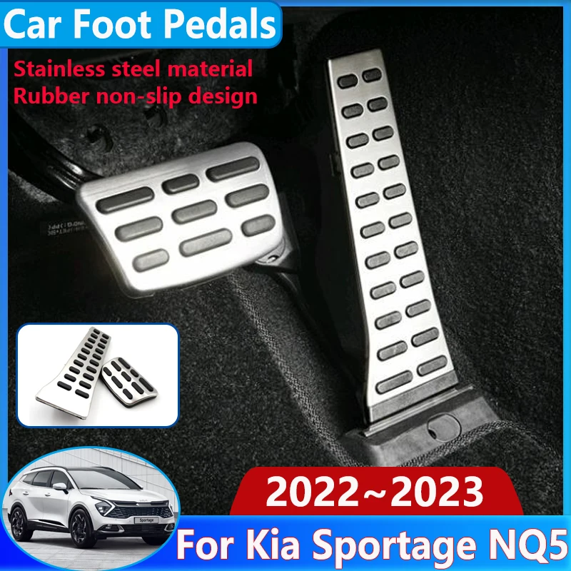 Stainless Steel Car Foot Pad For Kia Sportage NQ5 2023 Accessories 2022 5 Brake Non-slip No Drilling Restfoot Pedals Protection