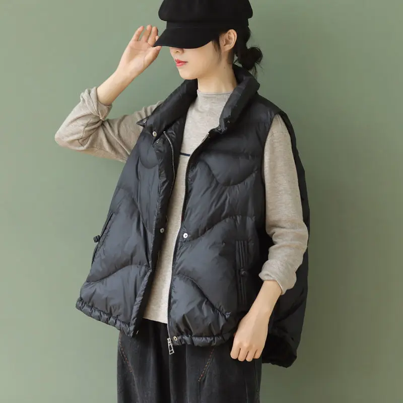 الوقوف طوق المرأة أسفل سترة الشتاء الخريف بطة أسفل قصيرة أكمام سترة منفوخة امرأة صدرية dvastoророuzaя كردنية VT-357